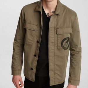 John Varvatos Men’s Jacket, olive green with rocker details